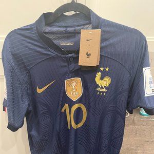 France Home Soccer Jersey Player Version Mbappe #10 World Cup Edition 2022